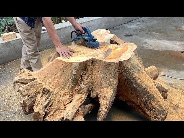 Woodworking Ideas Extremely Strange From A Tree Stump | Making A Table Coffee | Woodworking Art