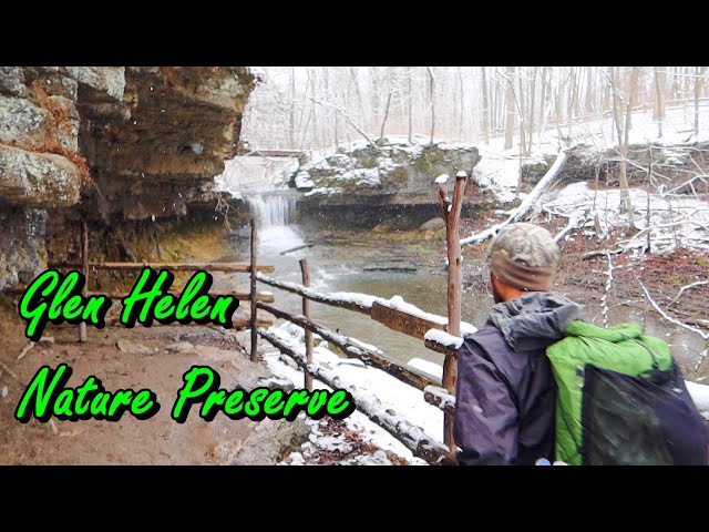 Tranquil, Serene Snowfall and Water Features of Glen Helen Nature Preserve in Yellow Springs, Ohio