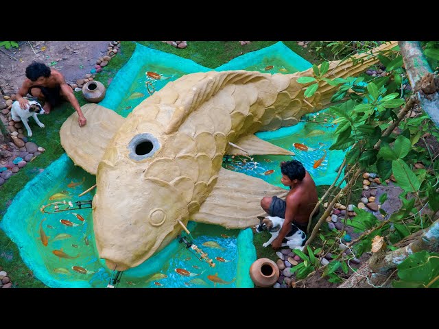 Building Mud Red Fish House With Pond For Baby Red Fish At Deep Jungle