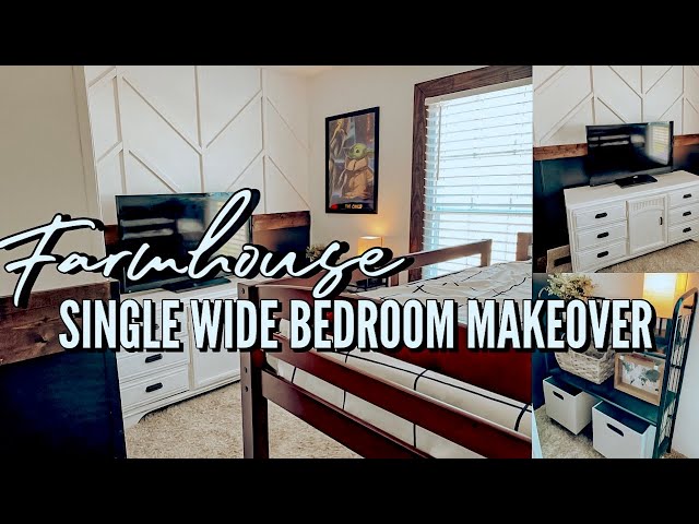 FARMHOUSE SINGLE WIDE MOBILE HOME BEDROOM MAKEOVER | huge transformation! | single wide remodel