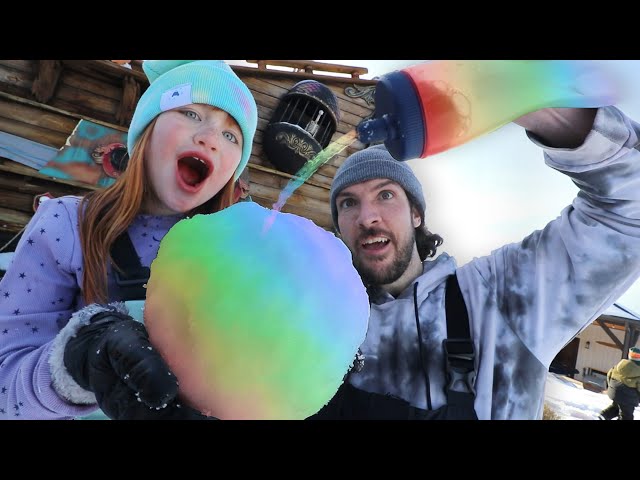 RAiNBOW SNOW CONES with ADLEY!!  Building an igloo and Sledding with Niko & Navey at pirate island