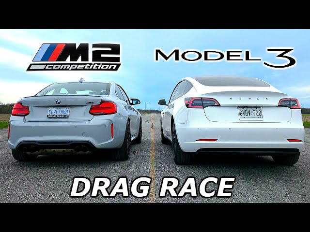 DRAG RACE - Tesla Model 3 vs BMW M2 Competition // Throttle House Track Series