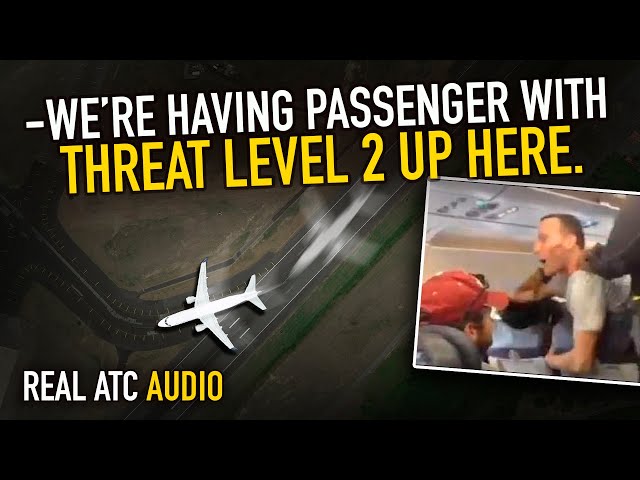 UNRULY PASSENGER Tries to JUMP OUT of an Airplane. REAL ATC