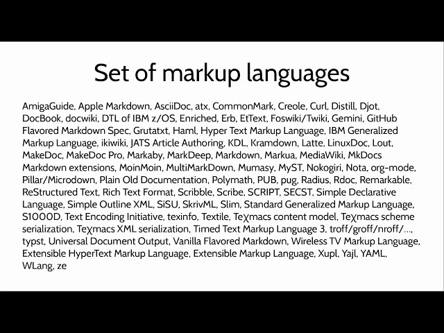 Grazer Linuxtage 2024 -  Markup languages: contemplated, categorized, and criticized