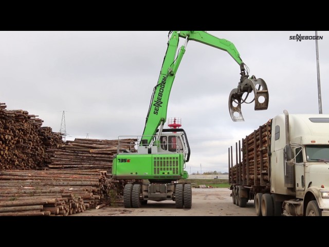 SENNEBOGEN 735 E-Serie - Holzumschlag auf dem Rundholzplatz - MLT Taleon Terra - Russland