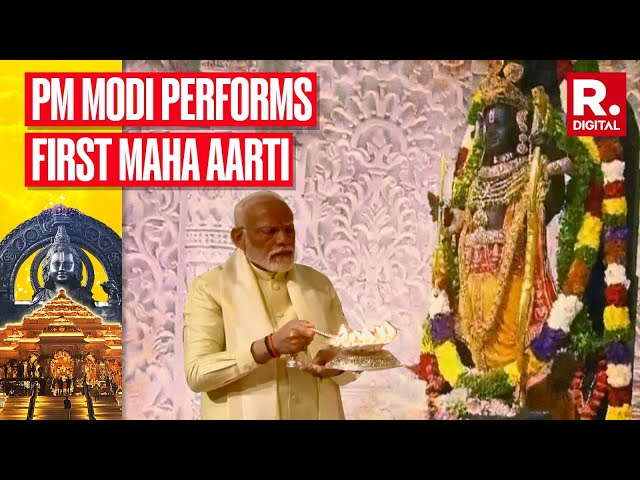 PM Modi Performs First Maha Aarti Of Ram Lalla As Ram Mandir Pran Pratishtha Concludes