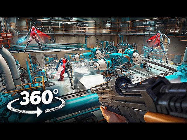 360° SCIENCE LAB 2 - Fight and Escape Security Robots VR 360 Video 4k ultra hd