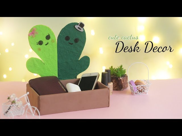 Cute Cactus Desk Decor | Room Decor DIY | Desk Organizer