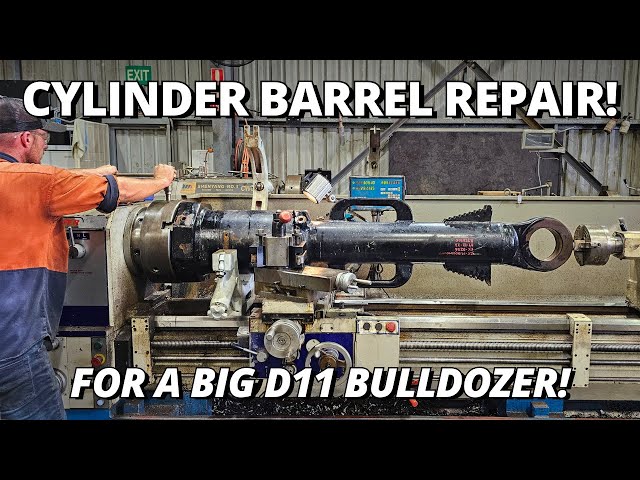 Repairing a Cylinder Barrel for BIG D11 Bulldozer! | Machining, Welding & Honing