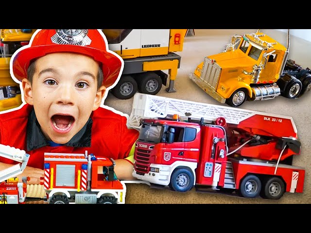 Cops & Firefighter Costume Pretend Play! | Fire Trucks & Emergency Vehicles for Kids | JackJackPlays