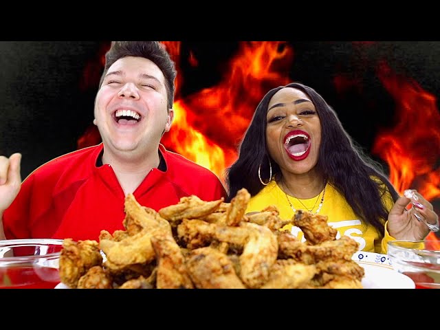 Spicy Hot Wings Challenge With Bloveslife • MUKBANG