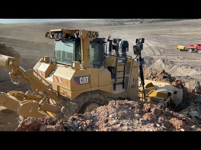 Caterpillar D9T Bulldozer Levelling Huge Mining Area