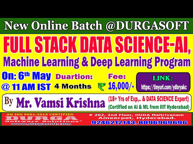 FULL STACK DATA SCIENCE Online Training @ DURGASOFT