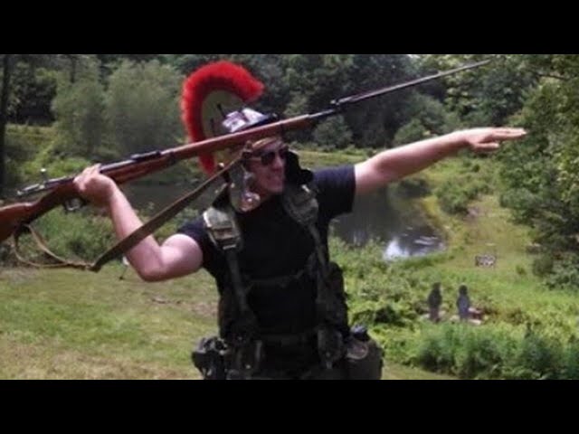 modern rifles vs angry arab with wooden stick.mp4
