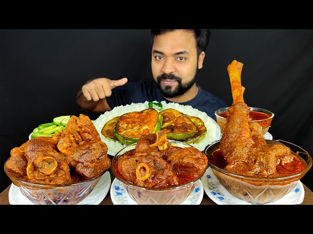 HUGE SPICY MUTTON CURRY, BRINJAL FRY, MUTTON GRAVY, RICE, CHILI, CUCUMBER MUKBANG ASMR EATING SHOW |