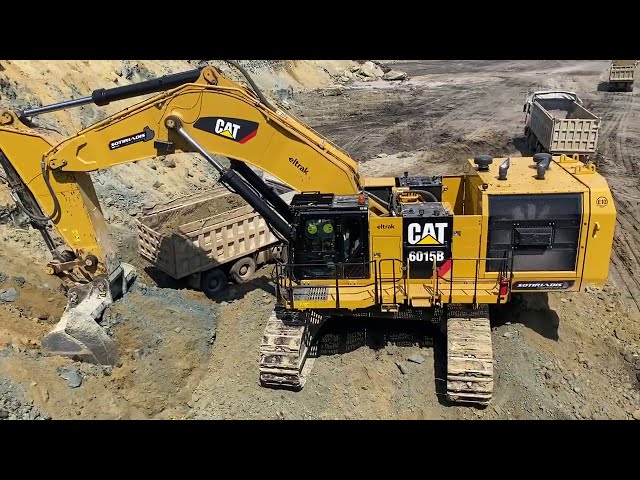 Huge Caterpillar 6015B Excavator Loading Trucks - Sotiriadis Mining Works