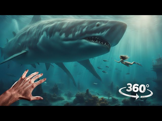 360° Dive to Titanic Wreck and Survive Megaladon Shark, Mermaids, Kraken 1 VR 360 Video 4K Ultra HD