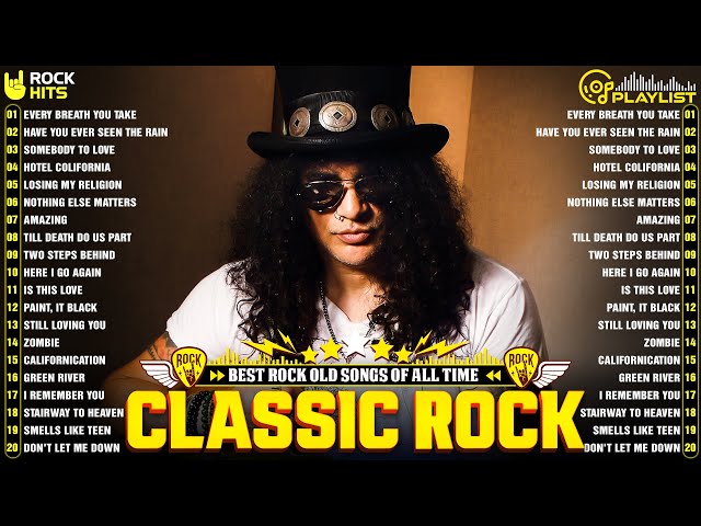 Classic Rock Songs 70s 80s 90s🔥Guns N' Roses, Metallica, Queen, ACDC, U2,Bon Jovi,Aerosmith, Nirvana