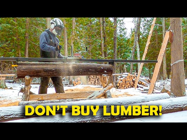 $200 Bullet-Proof Alaskan Chainsaw Mill Setup.  Build Your Own!  #80