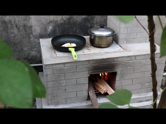 How to make a outdoor wood stove with brick and cement - Creation from Cement