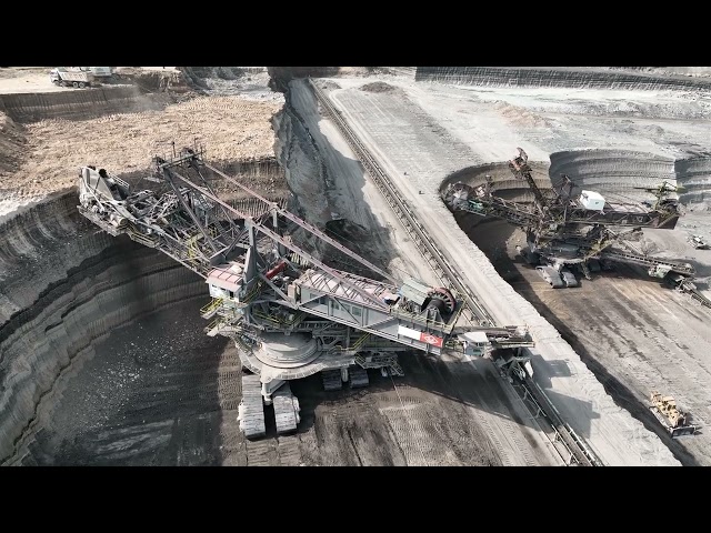 Massive Bucket Wheel Excavators Working On Huge Coal Mine Area - 4k