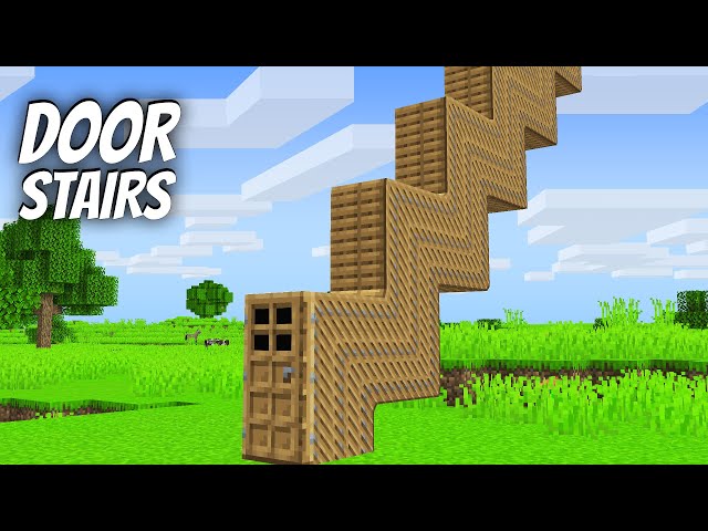 I found a DOOR STAIRS in Minecraft ! What's INSIDE the LONGEST TALLEST DOOR ?