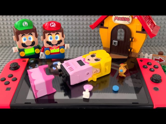 Lego Mario enters the Nintendo Switch to help Peach! Can he do it? Mario Odyssey Story #legomario
