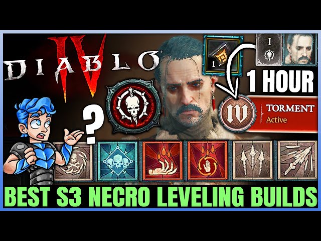Diablo 4 - New Best Necromancer Leveling Build - Season 3 FAST 1 to 70 - Skills Paragon Gear Guide!