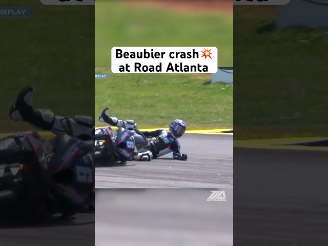 Cameron Beaubier crashes during Superbike qualifying 1 at Road Atlanta. He was ok. #superbike