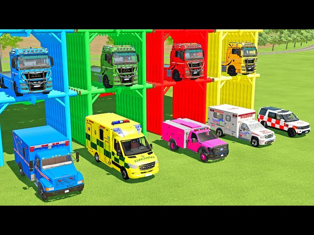 FORD RESCUE, AMBULANCE & LANDROVER RESCUE MERCEDES, FORD AMBULANCE EMERGENCY TRANSPORT ! FS22