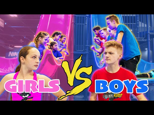 GIRLS vs BOYS Ninja Kidz Action Park Challenge!