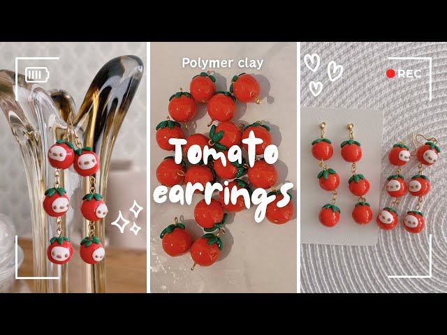 1000 subscribers!! | Polymer Clay Tomato Earrings 🍅🍅
