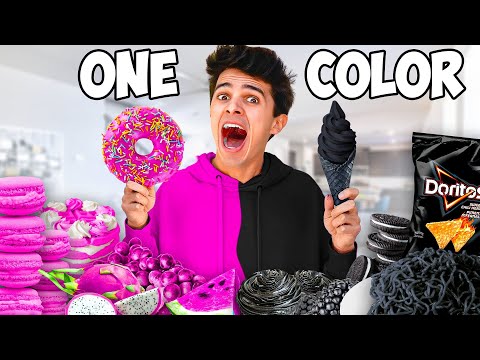 Eating Only ONE Color of Food for 100 Hours! (Black VS Pink)