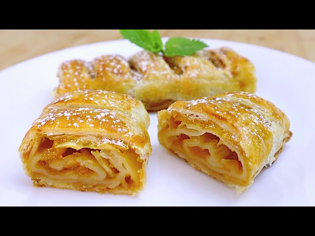 Simple and quick for tea! Apricot puff pastry roll