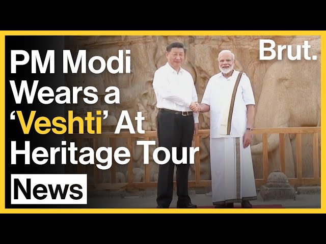 PM Modi Dons 'Veshti' On Heritage Tour With Chinese President Xi Jinping at Mamallapuram