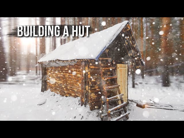 Building a hut in harsh weather conditions. Made the doors. Part 11.