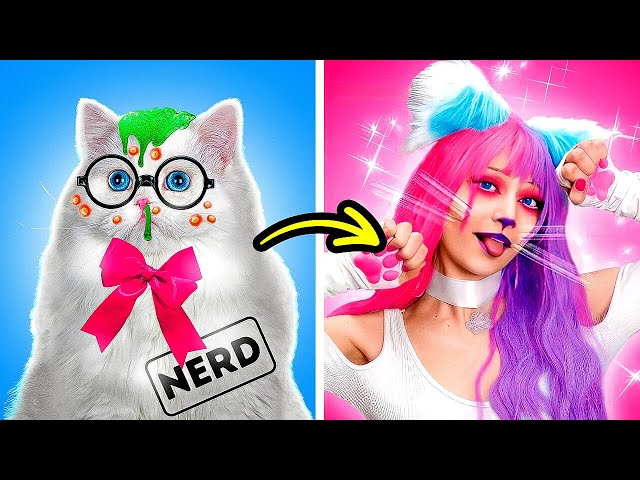 Nerd wished to become a Hello kitty! From nerd to popular beauty makeover by TeenVee