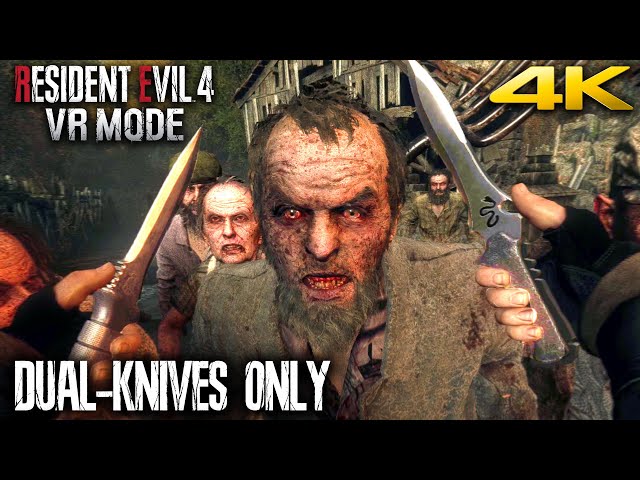 RESIDENT EVIL 4 REMAKE VR - DUAL KNIVES ONLY Village Fight Gameplay PS5 (4K 60FPS) PSVR2