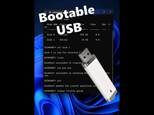 How to make a bootable USB drive for FREE using diskpart in Windows