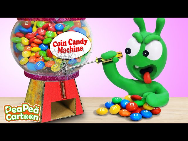 PeaPea Get Trouble with Coin Candy Vending Machine - Kid Learning - PeaPea Cartoon