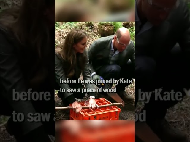 Prince William Saws a Branch In Half With The Help of Kate #katemiddleton #princewilliam