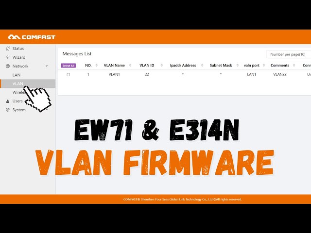 Comfast EW71 & E314N VLAN Firmware for Pisowifi