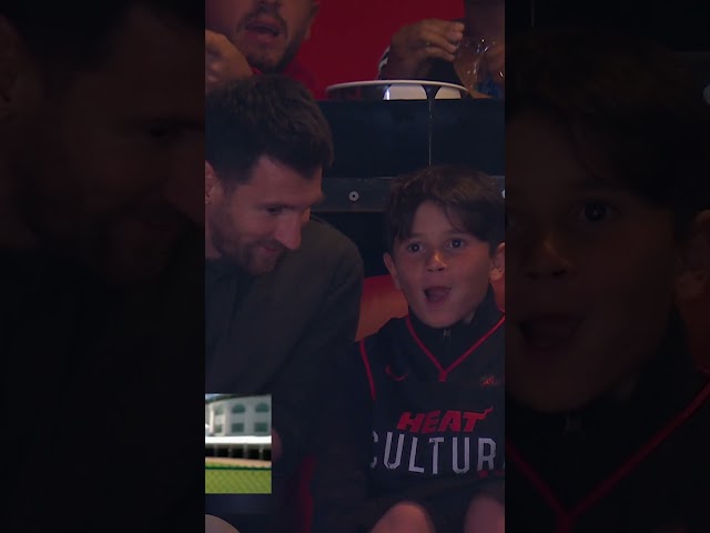 Leo Messi at the Heat game with his son Mateo 🏀