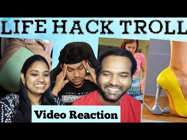 5Minutes Craft & Life Hack Troll  Videos Reaction 😳🥶🤪😝| Empty Hand | Tamil Couple Reaction