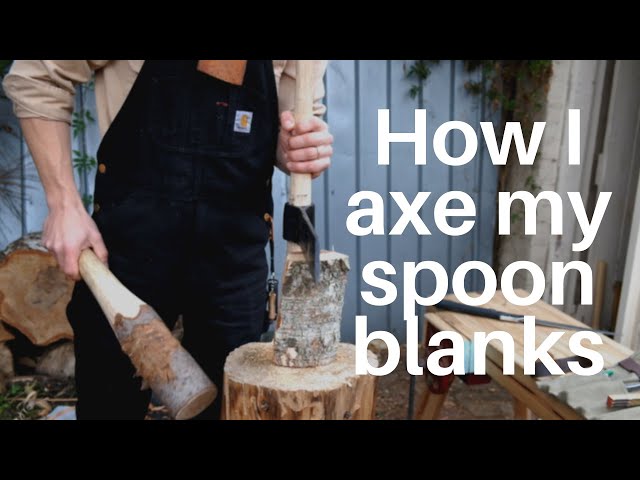 Axing eight greenwood spoon blanks in realtime | Spooncarving / carving axe process.
