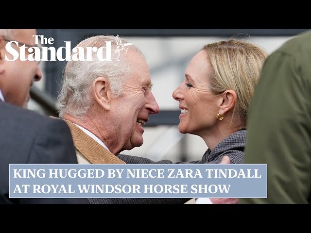 King Charles was hugged his by niece Zara Tindall at the Royal Windsor Horse Show