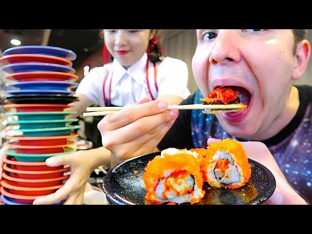 100 Sushi Challenge • Sushi Bar Conveyor Belt Buffet • MUKBANG
