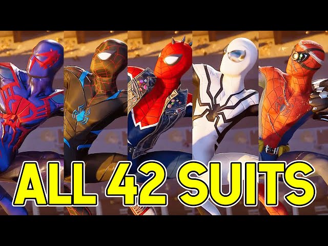 ALL 42 Spider-Man SUITS & COSTUMES (Every Suit + New Far From Home and All DLC Suits) Spider-Man PS4