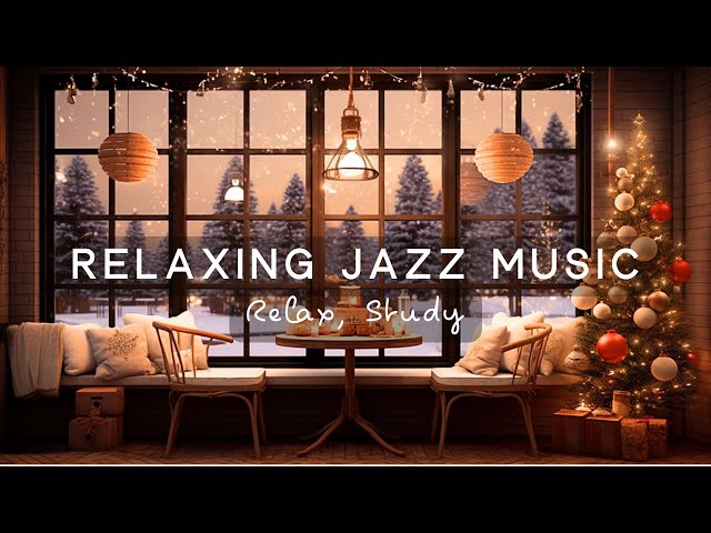 Relaxing Jazz music, Snowy Winter Night in a Cozy Cafe Space - Jazz Background Music to Relax, Study
