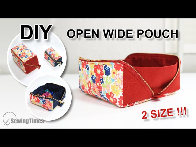 DIY OPEN WIDE POUCH - 2 SIZE | How to make a tray pouch with a wide bottom [sewingtimes]